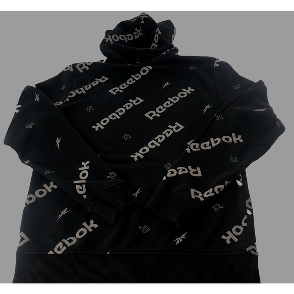 Reebok Men’s Hoodie Small All Over Print Black Streetwear Reecycled Sweatshirt - Picture 11 of 12
